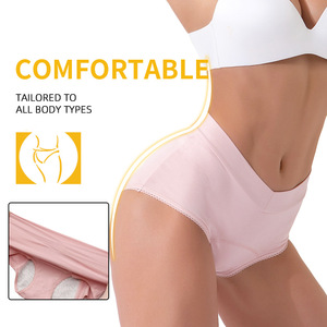 Ropa interior de algodón de cintura alta con cintura en V de talla grande, bragas para mujer, bragas menstruales a prueba de fugas de 3 capas - Product Image 4