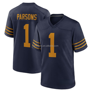 Vente en gros de maillots de football américain brodés Green Bay Packer, couleur marine # 1 Micah Parsons # 10 Amours # 8 Josh Jacobs Uniforme de football - Product Image 5