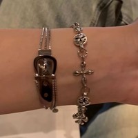 Bracelet en acier inoxydable plaqué argent pour unisexe, style punk, cadeau et occasions de fête, design Niche Cloro