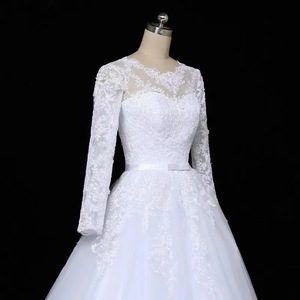 Vestidos de Novia de Gala 2024, Última Moda, Cuello Transparente, Apliques de Encaje, Manga Larga, Estilo Dubái Árabe, Modestos, Tallas Grandes - Product Image 5