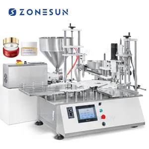 Zonesun ZS-AFC19 Automatische Rotorpomp Cosmetische Crème Zalf Vulling Capping Machine Oogcrème Pasta Vulapparatuur