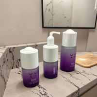 Flacon compte-gouttes rond en plastique PETG violet givré de luxe de 20ml mignon pour sérum de soin de la peau et gouttes pour les yeux