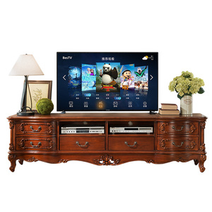 American-style Classic Solid Wood <strong>TV</strong> Cabinet, <strong>Vintage</strong> Wooden <strong>TV</strong> <strong>Stand</strong> with Drawers, Living Room Villa Furniture - Product Image 5