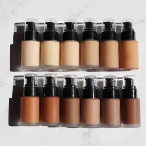 Foundation cair tahan air 12 warna Label pribadi, bahan Mineral sentuhan akhir Matte tabir surya pemutih