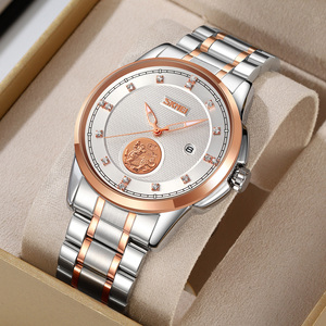 Reloj cronógrafo redondo para hombre, reloj de pulsera de lujo de acero inoxidable, reloj de cuarzo resistente al agua 30M - Product Image 1