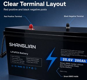 Bateria LiFePO4 25.6V 200Ah, Bateria de Lítio Recarregável 5120Wh com BMS Inteligente, Perfeita para Energia de Backup, Camping e Uso Marítimo. - Product Image 1