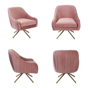 <span class=keywords><strong>Fauteuil</strong></span> lounge en velours rose CARLFORD, best-seller, moderne et élégant, pour chambre à coucher, appartement, salle à manger, avec base rotative - Product Image 3