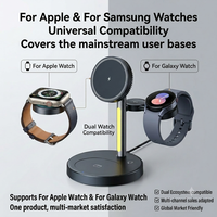 Station de charge sans fil magnétique 3 en 1 à charge rapide 25W avec ventilateur de refroidissement et lumière pour Apple Watch et Samsung Watch