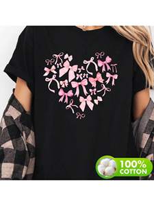 T-shirt in cotone con pizzo a cuore per San Valentino, design retrò, regalo di San Valentino per donna - Product Image 1