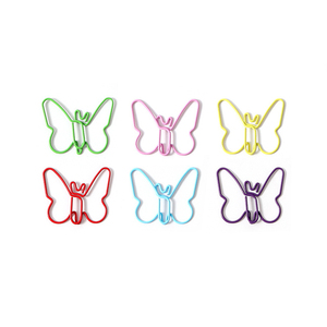 Lot de 10 pinces à papier créatives en forme de papillon en PET, 6 couleurs, faciles à ouvrir, pour bureau, école, maison, fournitures de bureau, pinces de couleur unie en forme d'animal - Product Image 1