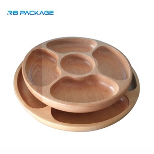 Plateau à dessert pour bébés adultes, vaisselle saine écologique <span class=keywords><strong>assiette</strong></span> en bois à 5 compartiments pour la nourriture - Product Image 3