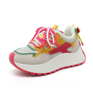 BN016-2 Baskets de Sport Décontractées pour <span class=keywords><strong>Femme</strong></span>, Semelle Épaisse Respirante Antidérapante à Lacets Tendance Mode Printemps Été Automne - Product Image 4