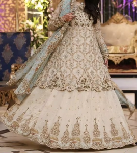 Elegante Vestido Lehenga Choli de Seda Estilo Indio/Pakistaní para Bodas, Colección 2019, Bordado Zardozi Intenso, Color Personalizado - Product Image 6