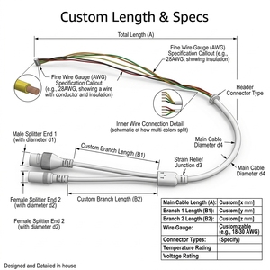 Toptan Özel 10 Pinli 28AWG PVC İzoleli Alüminyum Kılıflı IP67 Su Geçirmez DC RJ45 Konnektörlü CCTV IP Kamera Kablo Demeti Beyaz - Product Image 3