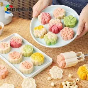 MorSun 50g Chinês Tradicional Caseiro Mid-Autumn Mooncake Mold Set 45mm Round Biscuit Stamping Machine