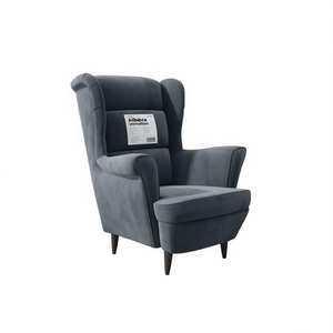 Poltrona in Velluto Grigio Scuro 100% Poliestere per Soggiorno, Struttura in Compensato Medio - Product Image 1