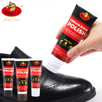Pâte à cirer les chaussures noire 70g avec logo personnalisé, applicateur éponge brun, tête neutre pour l'entretien des chaussures