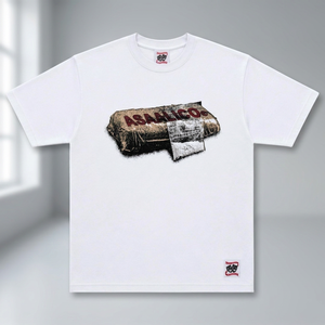 T-shirt blanc à manches courtes avec motif imprimé Asanico, style streetwear, coupe ample pour homme, col rond, jersey 100% coton, 180 grammes - Product Image 3