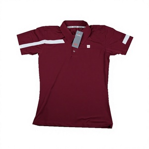 Reema Men's Maroon Short Sleeve <b>Polo</b> Shirt With <b>White</b> Stripes Moisture Wicking Regular Fit All Seasons Apparel - Product Image 1