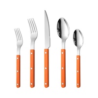 Couteau, fourchette et cuillère en acier inoxydable 304 avec poignée ABS, style nordique, rivets colorés, lavable au lave-vaisselle, poli miroir, pour steak