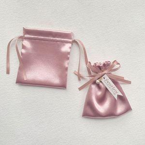 Custom Logo Elegant Silk Satin Shopping Bags Ribbon Handle Small Dust Pouch for Candy <b>Biscuit</b> Dust Eco-Friendly <b>Gift</b> Packaging - Product Image 6