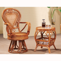 Ensemble de meubles en osier de luxe 3PC chaise rotative à dossier haut Table d'appoint intérieur extérieur canapé en rotin combiné de Relaxation pour personnes âgées