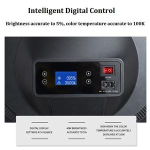 Lampe vidéo LED ronde à panneau de 14 pouces, 40W, anneau <span class=keywords><strong>lumineux</strong></span> LED doux <span class=keywords><strong>pour</strong></span> studio photo, diffusion en direct - Product Image 5