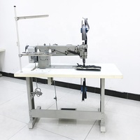 Máquina de coser industrial de doble aguja y triple arrastre para tapicería de cuero de alta resistencia, ideal para interiores de automóviles, sofás y carpas.