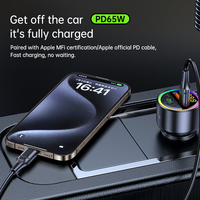 L'appareil d'écoute MP3 pour voiture T33 combine un émetteur FM Bluetooth 5.4 avec une charge USB-C PD 77W, des appels mains libres et un éclairage RVB.