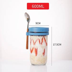 Bocaux de nuit à l'<span class=keywords><strong>avoine</strong></span> 16oz 22oz Verre à <span class=keywords><strong>avoine</strong></span> vide pour pot Mason avec cuillères Tasse de parfait de <span class=keywords><strong>yaourt</strong></span> réutilisable - Product Image 4
