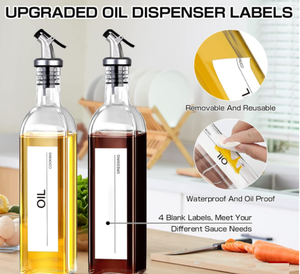 Vente en gros de bouteilles distributrices d'<span class=keywords><strong>huile</strong></span> d'olive de 17 oz, récipient pour <span class=keywords><strong>huile</strong></span> de cuisson, <span class=keywords><strong>carafe</strong></span> en verre avec étiquettes et couvercles - Product Image 5