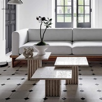 Salon italien Mesa De Centro Couchtisch Ensemble de table d'appoint moderne Table basse en marbre travertin en pierre naturelle personnalisable