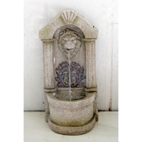Fontaine d'eau Fengshui d'intérieur avec décor de méditation zen en résine de lion à LED fontaine d'eau de rocaille