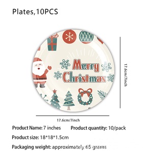 DAMAI Merry Christmas Tableware Sets Santa Claus Disposable Dinner Tableware Set With 7" Plate 9" Plates Napkins Cups Forks - Product Image 2