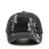Gorra de béisbol de 6 paneles en blanco al por mayor, estilo vaquero desgastado y descolorido, tipo Dad Hat