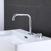Robinet de lavabo WEIHAO gris anthracite, tube carré, bec courbé à angle droit, poignée moletée, mitigeur chaud/froid pour salle de bain