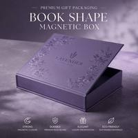 Boîte rigide magnétique en forme de livre avec logo en relief profond, boîte cadeau en carton avec couvercle rabattable de qualité supérieure et finition UV sélective