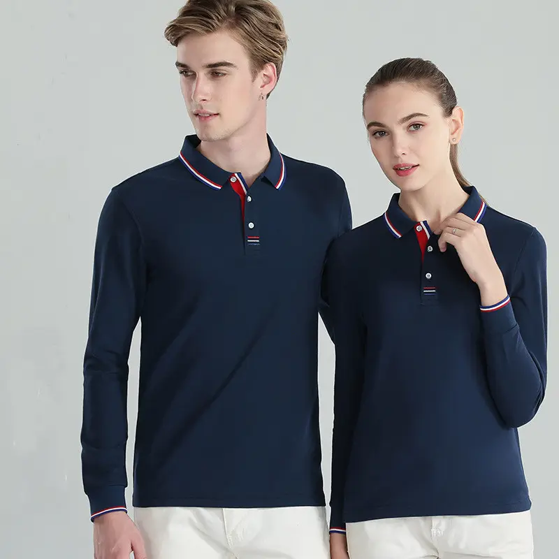 2021 spring high quality plain color golf polo shirt men women long sleeve black full t shirts in mens fasion