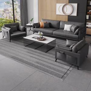 Ensemble de canapés de bureau Saint-Lee en cuir, éponge haute densité, durable, pour réception et petits espaces de bureau - Product Image 1