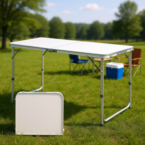 Mesa Plegable Db de 3, 4 y 6 Pies, de Plástico, para Exteriores, Camping, Picnic, Comedor, con Asas, Diseño de Trípode con Bloqueo, Estilo Minimalista - Product Image 2
