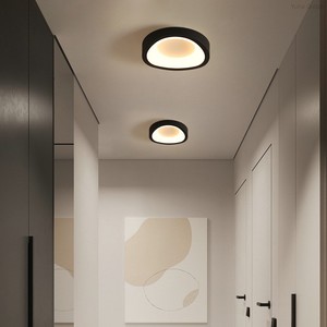 Plafonnier LED moderne minimaliste IP65 avec télécommande, style crème, en acrylique et fer, à montage en surface, pour couloir, entrée, hall d'entrée - Product Image 2
