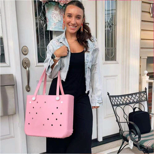 Sac à main en silicone Eva pour <span class=keywords><strong>femme</strong></span>, grand panier de shopping, sac de plage, sac à main en caoutchouc imperméable, logo personnalisé, vente chaude - Product Image 3