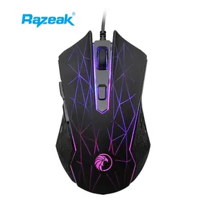 Souris de jeu filaire Gamer 3600 DPI RGB LED rétroéclairée Souris de jeu ergonomique pour ordinateur PC portable