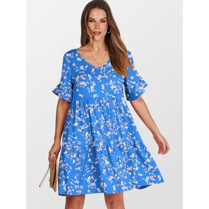 FOXA Women's Summer V Neck Floral Print A Line Mini <b>Dress</b> With Pockets Casual Breathable Woven Beach <b>Dress</b> - Product Image 2