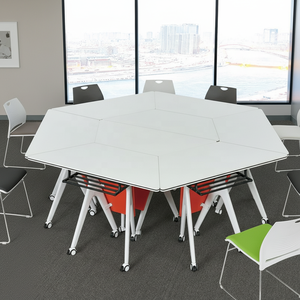 Tavolo Pieghevole per Conferenze su Misura con Telaio in Acciaio, Tavolo Pieghevole a Ventaglio per Uffici Aziendali, Eventi e Seminari - Product Image 1