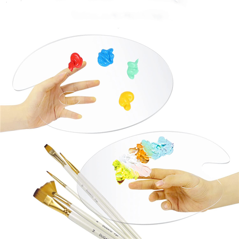 Прозрачная овальная цветная панель для покраски, акриловая Палетка для смешивания масляной краски