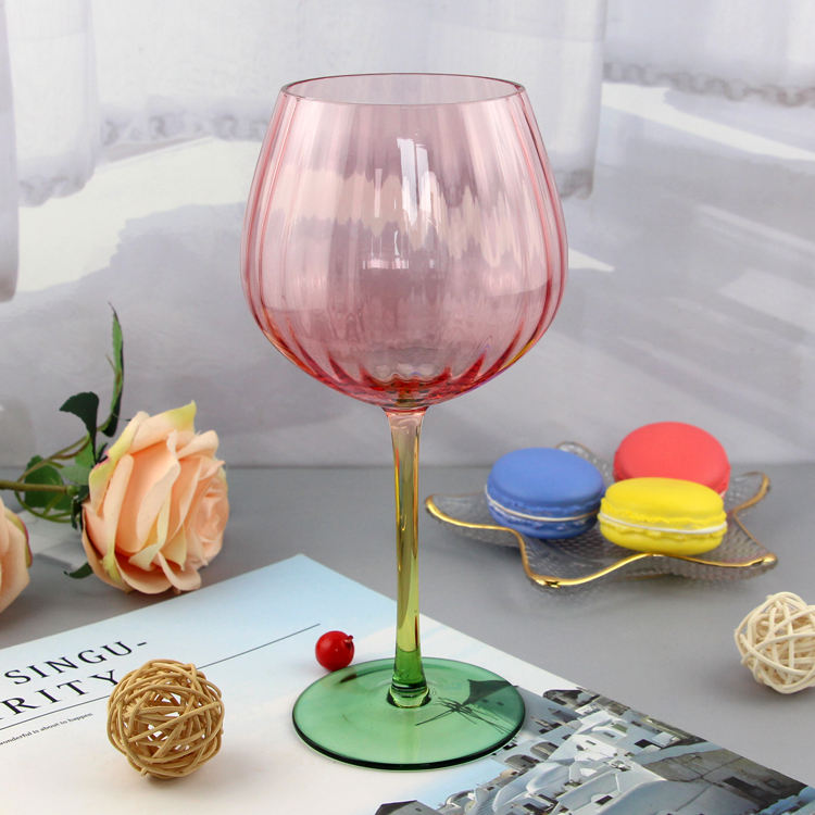 Pink wine glass with Green Stem