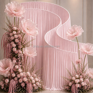 Op maat gemaakte bordeauxrode gordijnachtergrond voor bruiloftpodium, achtergronddoek, draperie voor buitenceremonie - Product Image 3