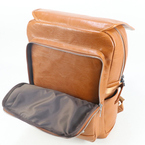 Fournisseur en gros de sacs à dos vintage en cuir PU, sacs d'école décontractés, sacs à dos pour ordinateur portable de grande capacité, sacs à dos de voyage et de travail, logo personnalisé - Product Image 4