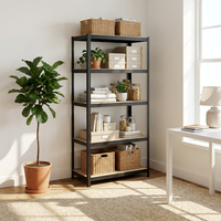 Étagère d'angle industrielle robuste en fer et bois, réglable, à 5 ou 6 niveaux, pour salon